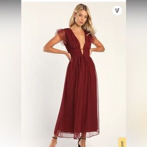 Lulus Swiss Dot MIDI Dress, size S